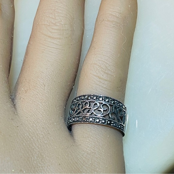 💕Hand Crafted 925 Silver Filigree Cigar Band Pinkie Ring! - Picture 10 of 10